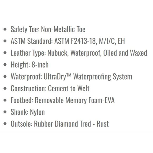 Irish Setter Crosby Waterproof Nano Carbon Safety Toe Work Boots 83830 Men's 8 - Picture 12 of 14